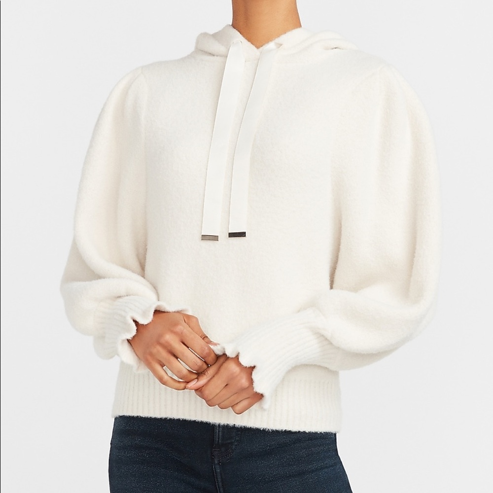 Express puff sleeve hooded sweater